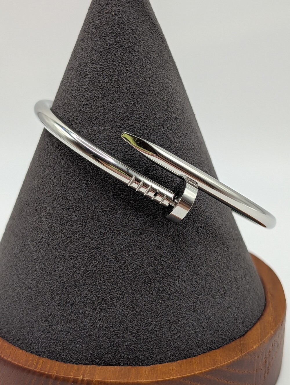 Stainless Steel Nail Motif Open Cuff Bracelet